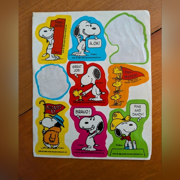 Snoopy Other - Vintage 80s Hallmark Sticker Sheet Peanuts Snoopy